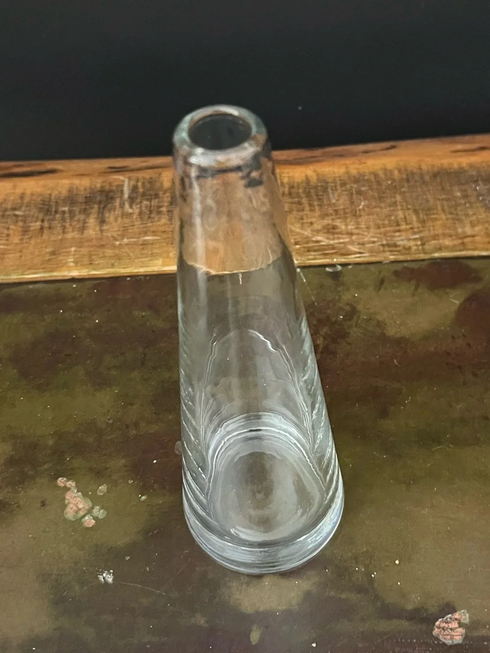 Hand Blown Clear Art Glass Conical Bud Vase Minimalist Art Glass 7